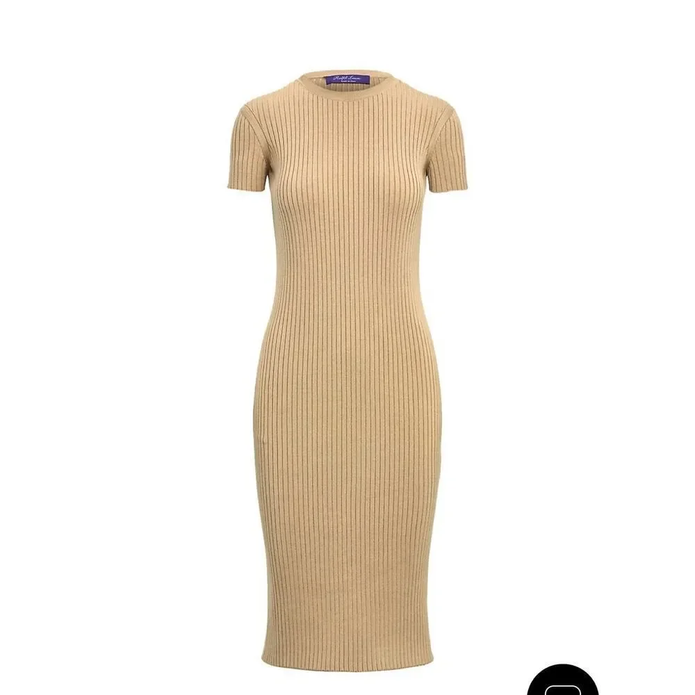 Ralph Lauren Collection Rib-Knit Wool & Silk Day Bodycon Dress - Picture 1 of 10